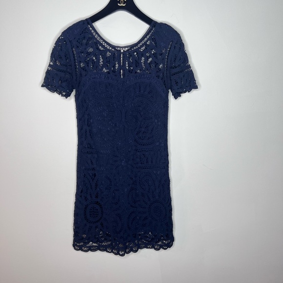 Sea New York Battenburg Navy Blue Lace Dress XS 2 - Picture 6 of 7